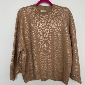 Metallic rose gold cheetah sweater, worn once, size m/l